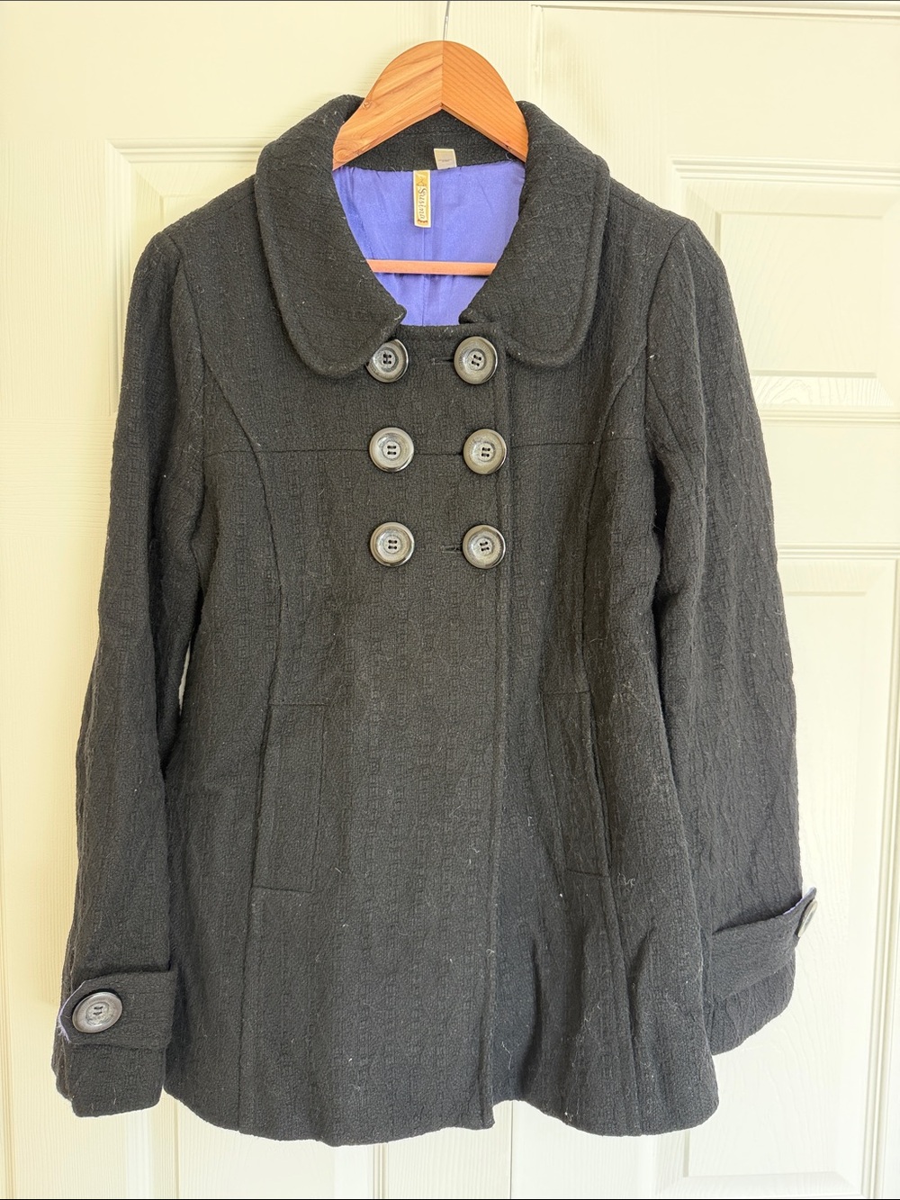 Susina Black Double-Breasted Pea Coat